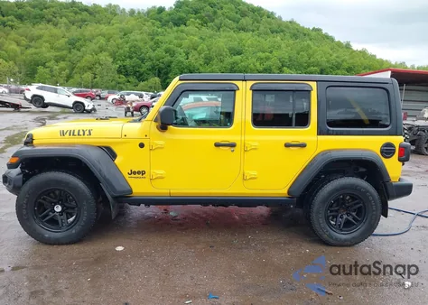 2021 Jeep Wrangler Unlimited Willys 4X4 z USA, uszkodzony, nr VIN 1C4HJXDMXMW707745